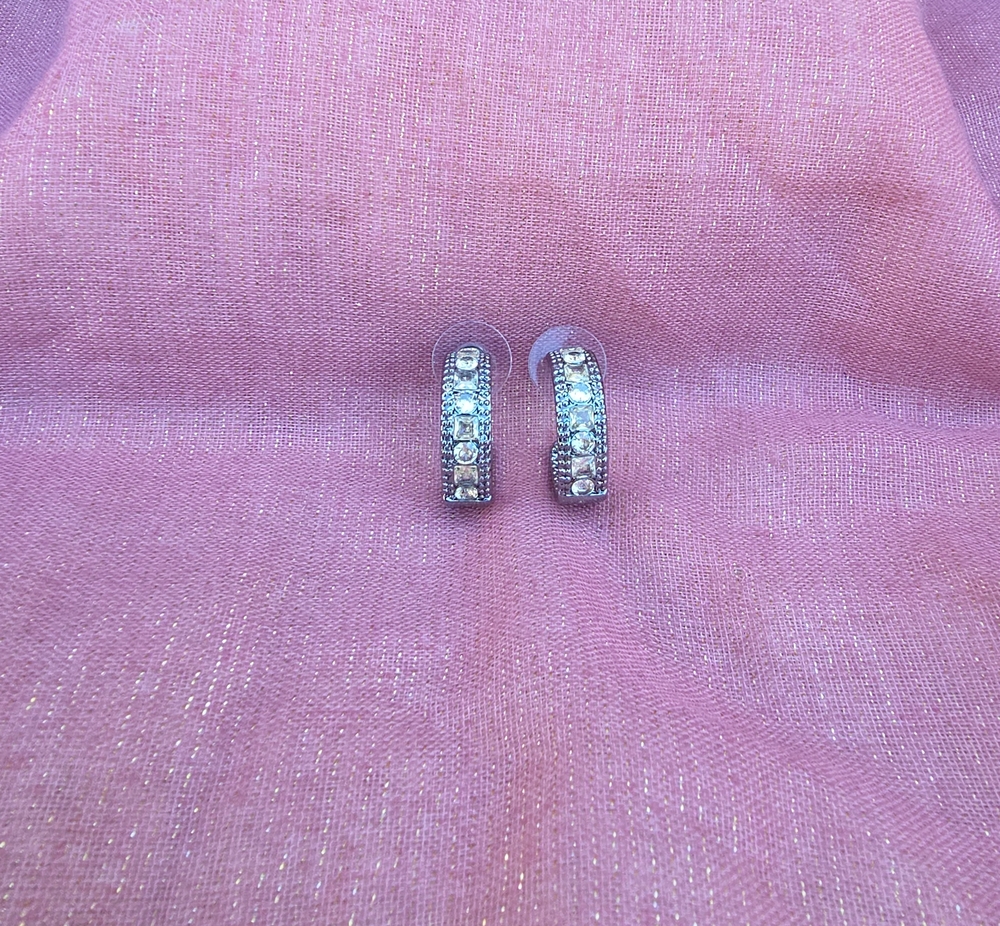 Bomb Party "You're My Home"Lemon Cubic Zirconia & Hematite Plating Hoop Earrings